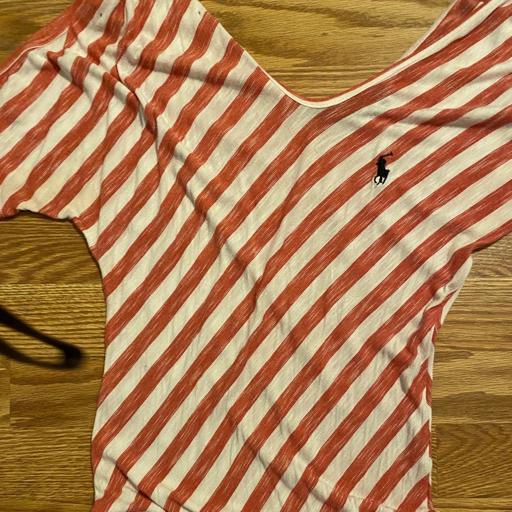Polo shirt wood accents on shoulders size large